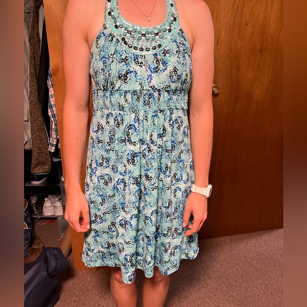 Candie's Teal and Black Patterned Dress